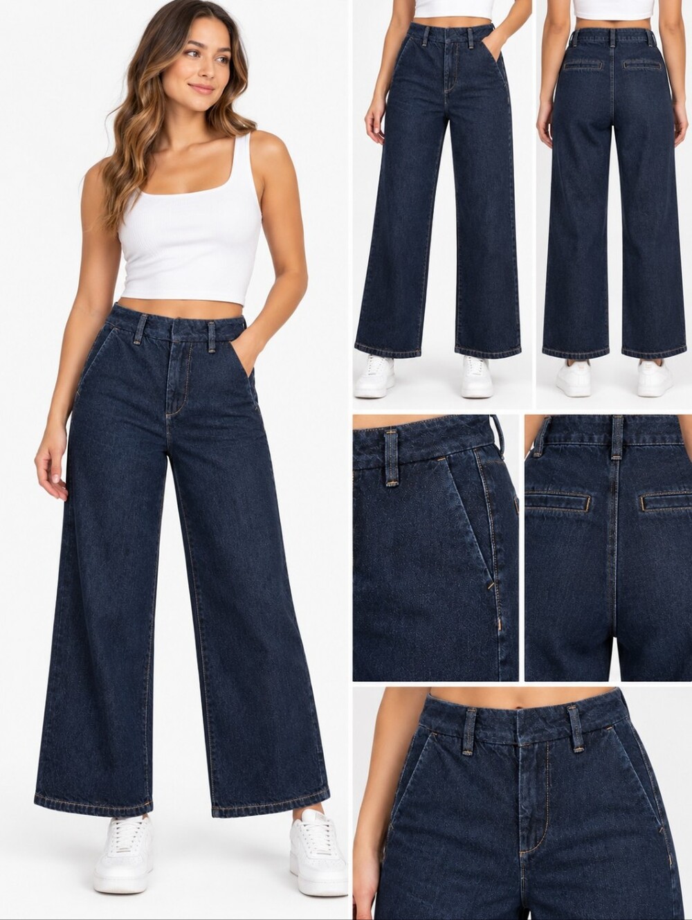 Dynamite Denim Heidi Cropped Wide Leg Jeans Dark Wash Size 25